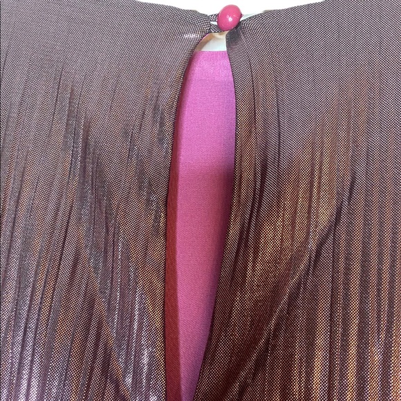 Brand New! Addison Evenings Shiny Purple Long Evening Gown with Foil Look Sz 16W - Picture 6 of 6